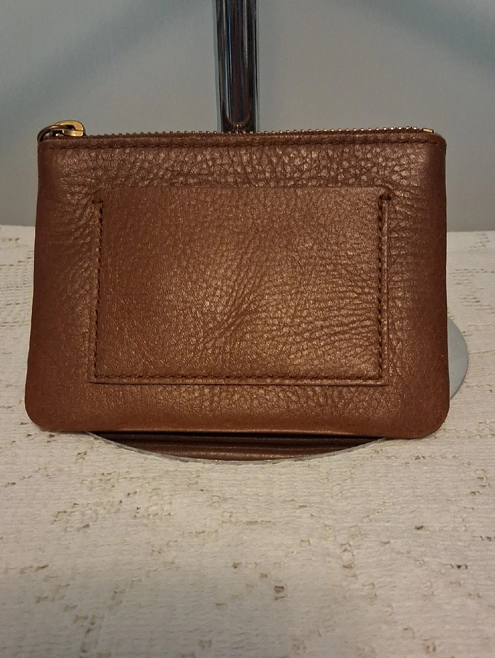 Madewell Brown Pebbled Leather Card Pouch with Zip